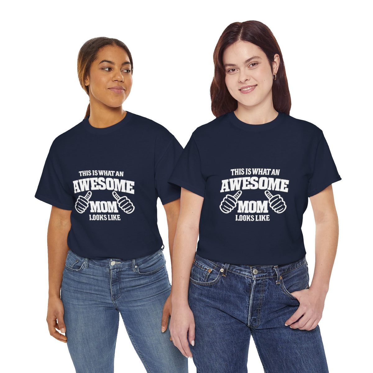 Awesome Mom with Pointing Thumbs T-Shirt | Mother's Day Tee