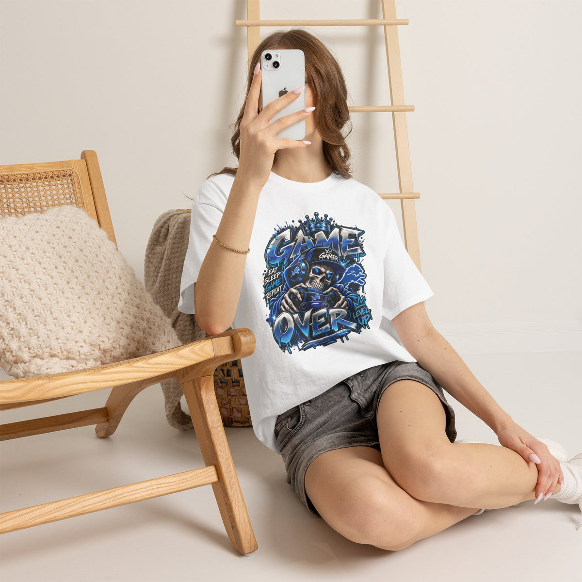Game Over Skull Gamer Tee | Video Game Controller Graphic Shirt