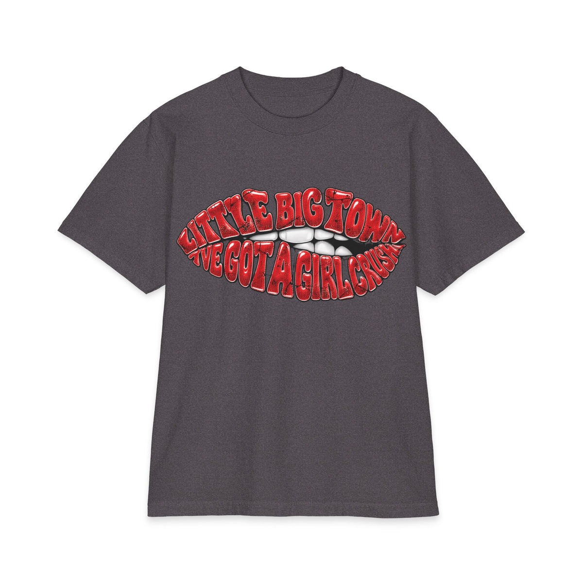 Big Little Town Lips Graphic T-Shirt | Retro Red Lip Art