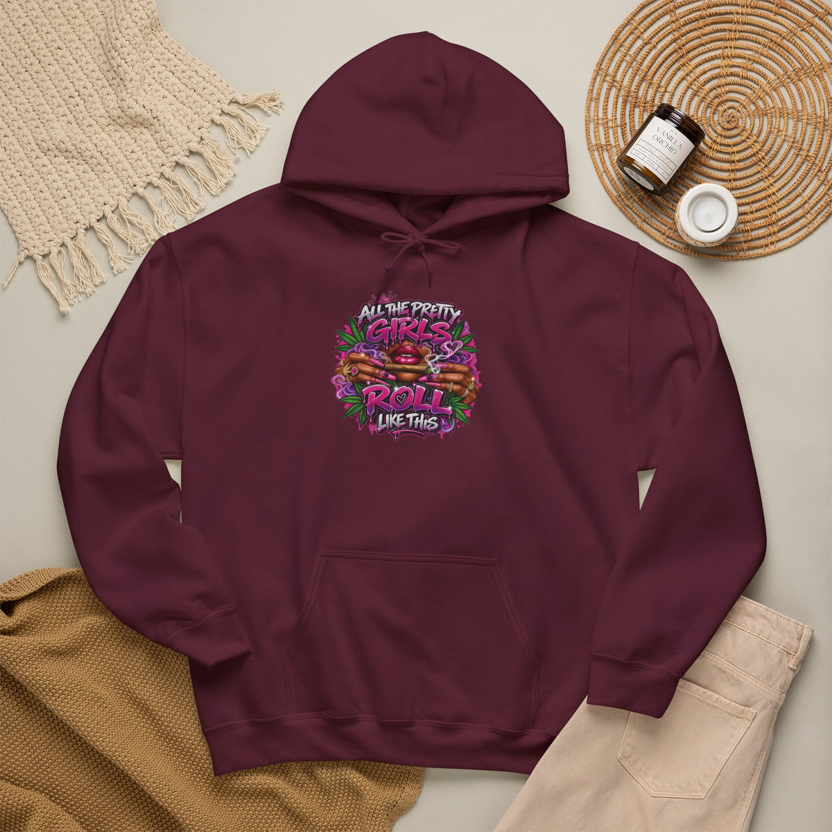 Girls Who Rock Roll Skate Hoodie | Retro Neon Skate Graphic