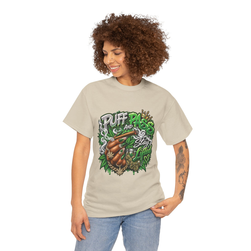 Puff and Pass Stay Lifted T-Shirt | Cannabis Leaf Graphic Tee