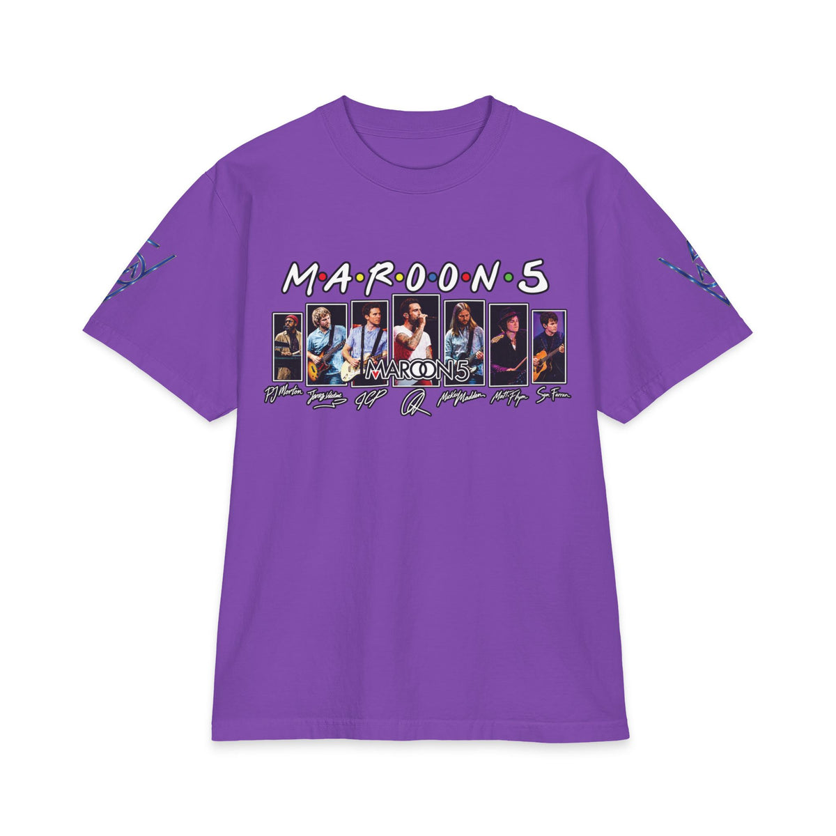 Maroon 5 band photo collage T-Shirt | Tour style sleeve logo