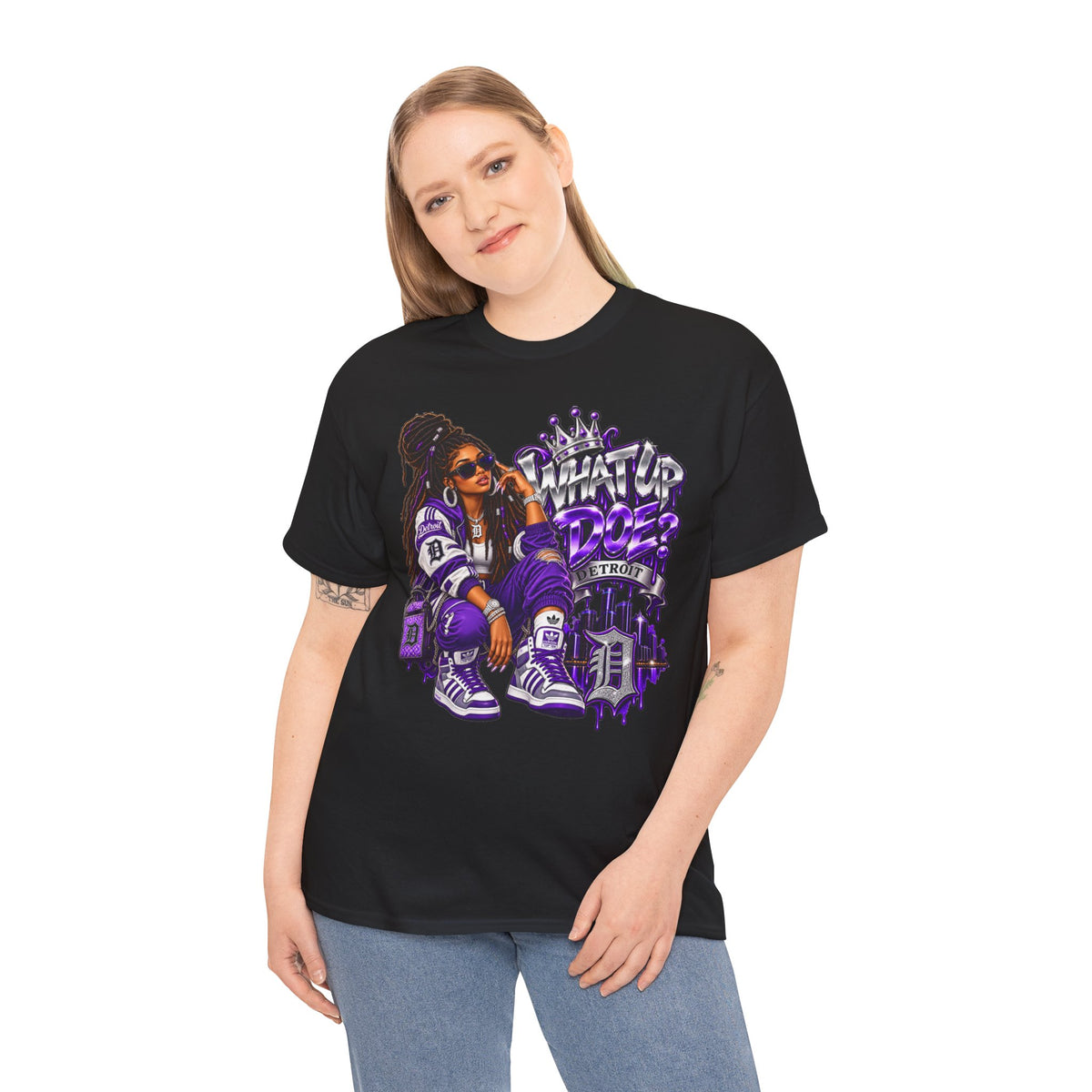 Detroit Queen what up doe Graphic Tee | Urban Streetwear, Purple Drip Art