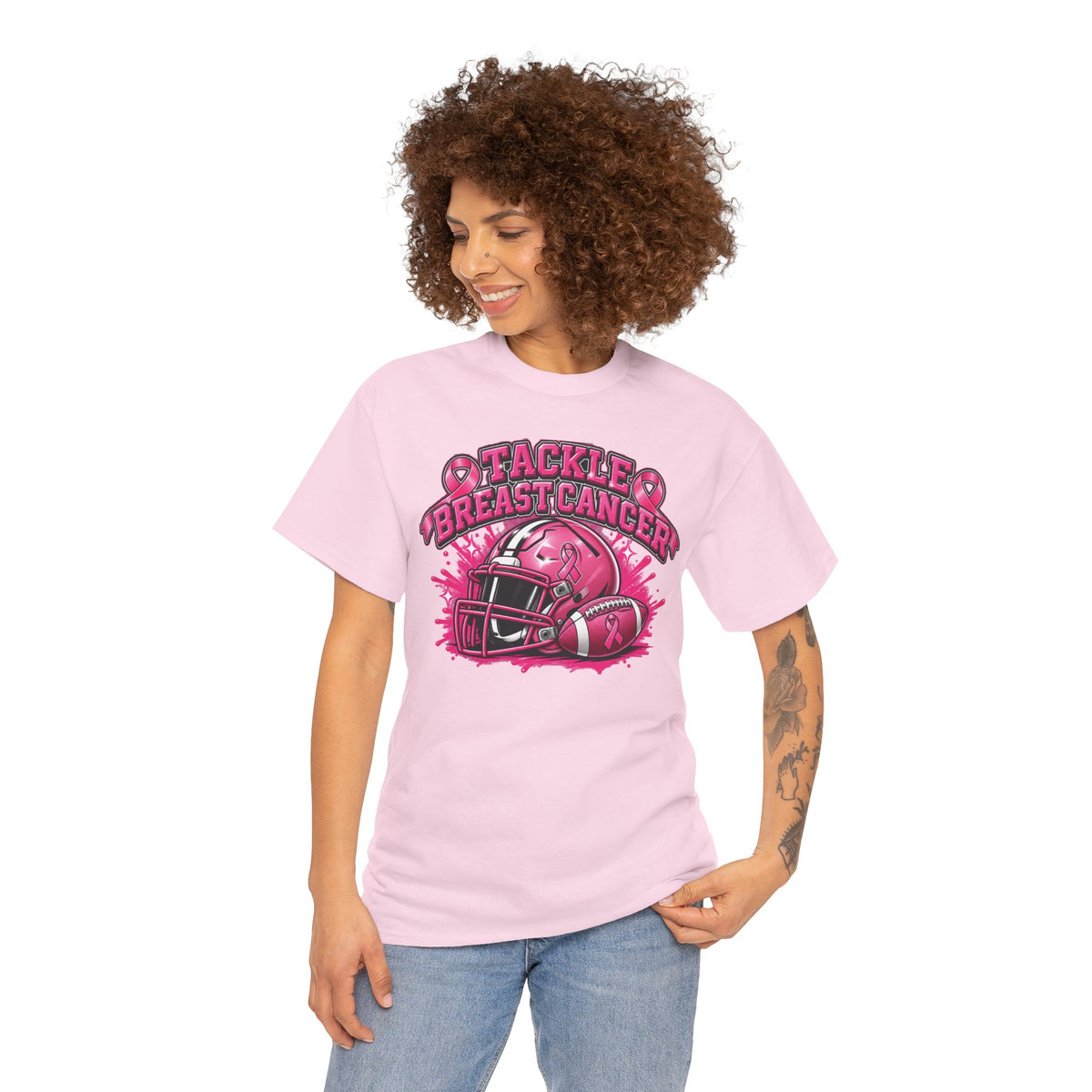 Tackle Breast Cancer Tee | Football Helmet, Pink Ribbon Awareness