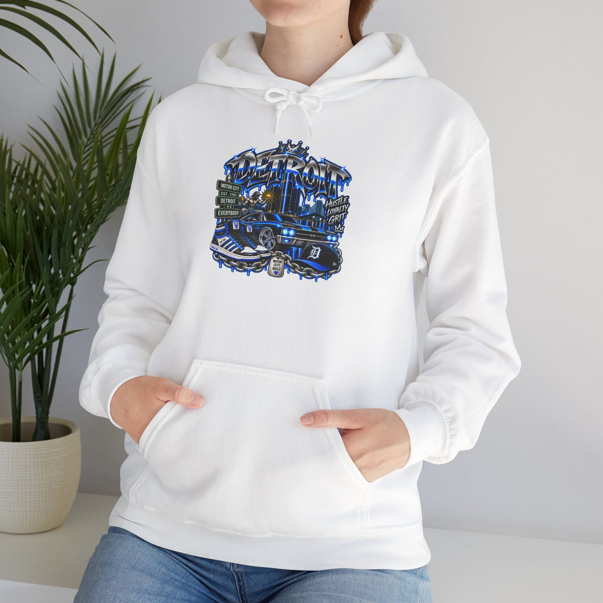Detroit Cityscape collage Hoodie | 313 skyline graphic sweatshirt