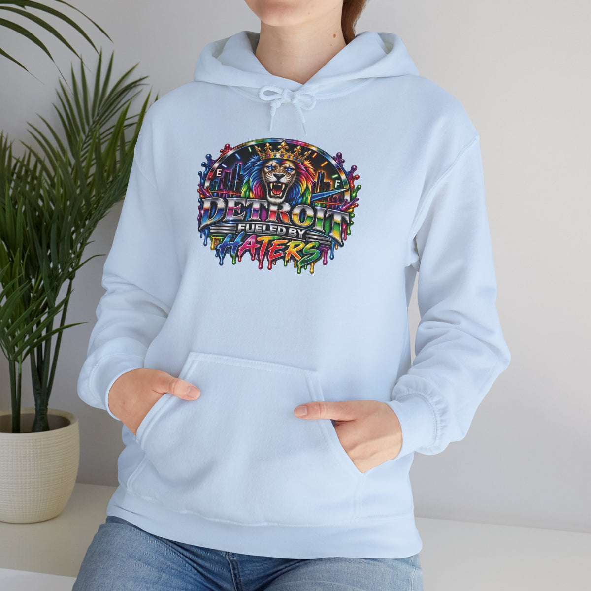 Detroit Graffiti Lion Hoodie | Colorful Street Art Pullover