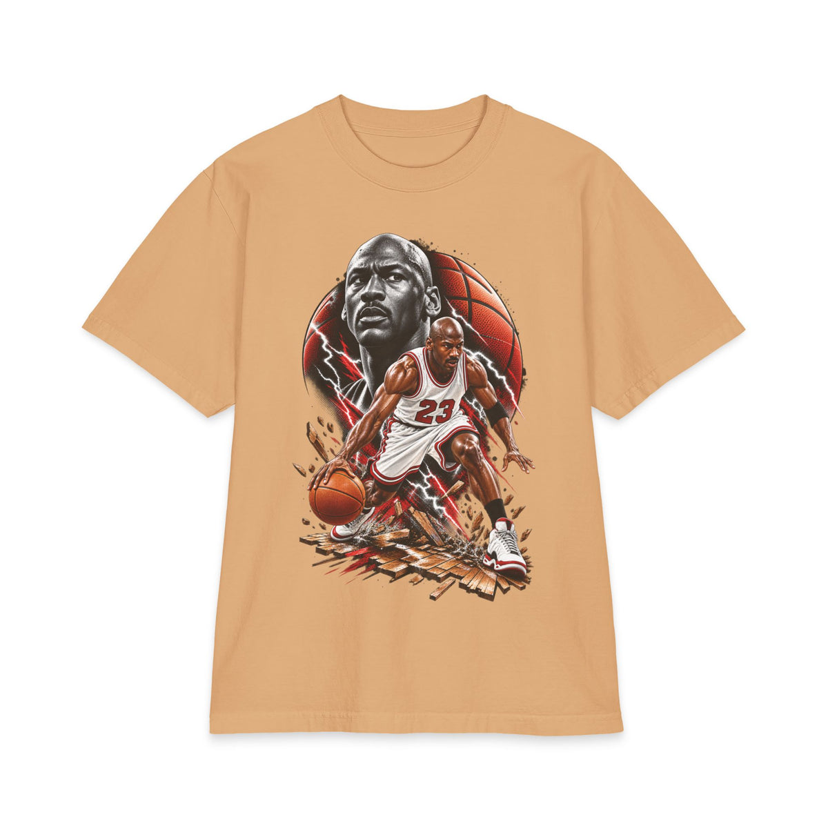 Basketball Player Illustration T-Shirt | Action Dribbling Court Scene