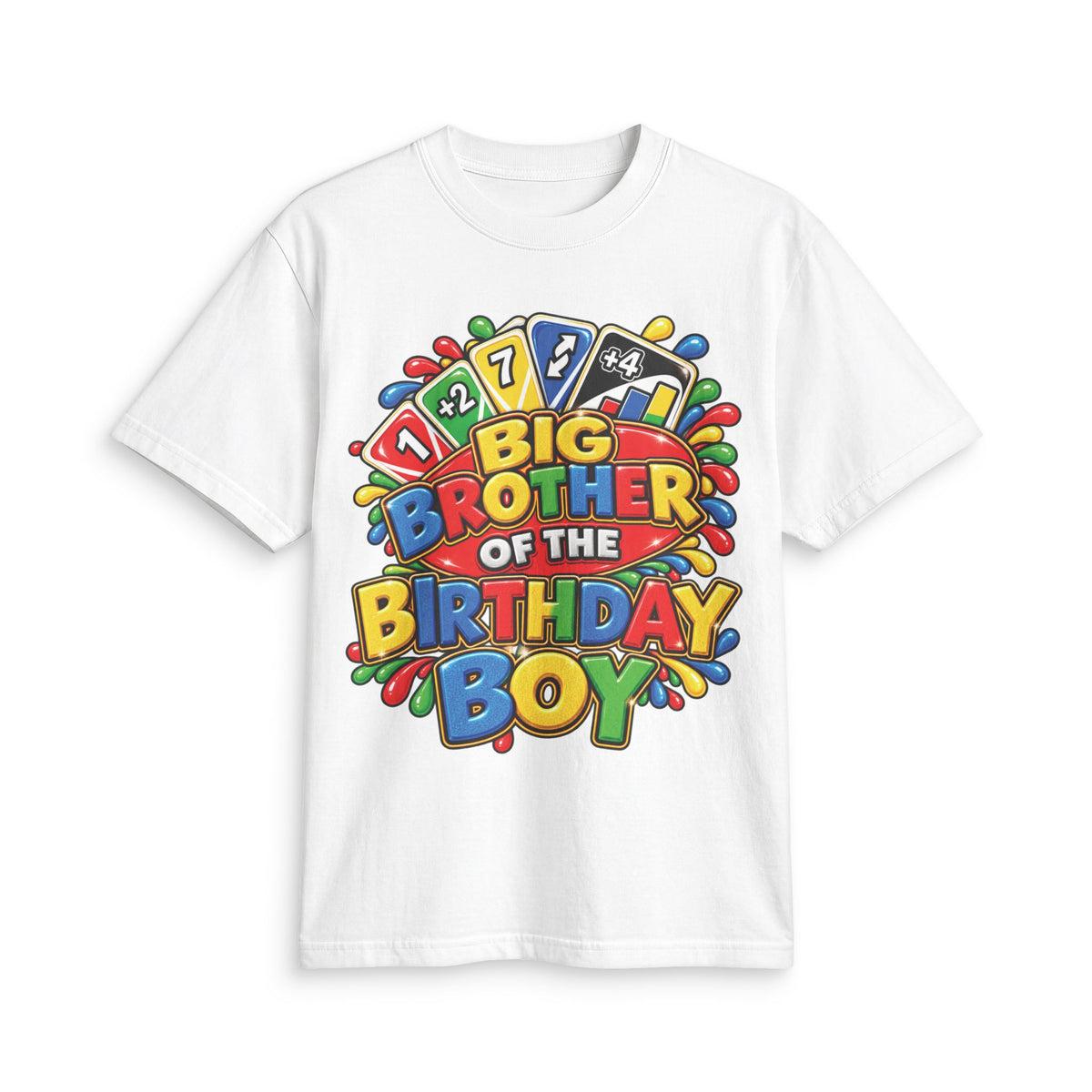 Big Brother of the Birthday Boy T-Shirt | Colorful Game Card Party Design