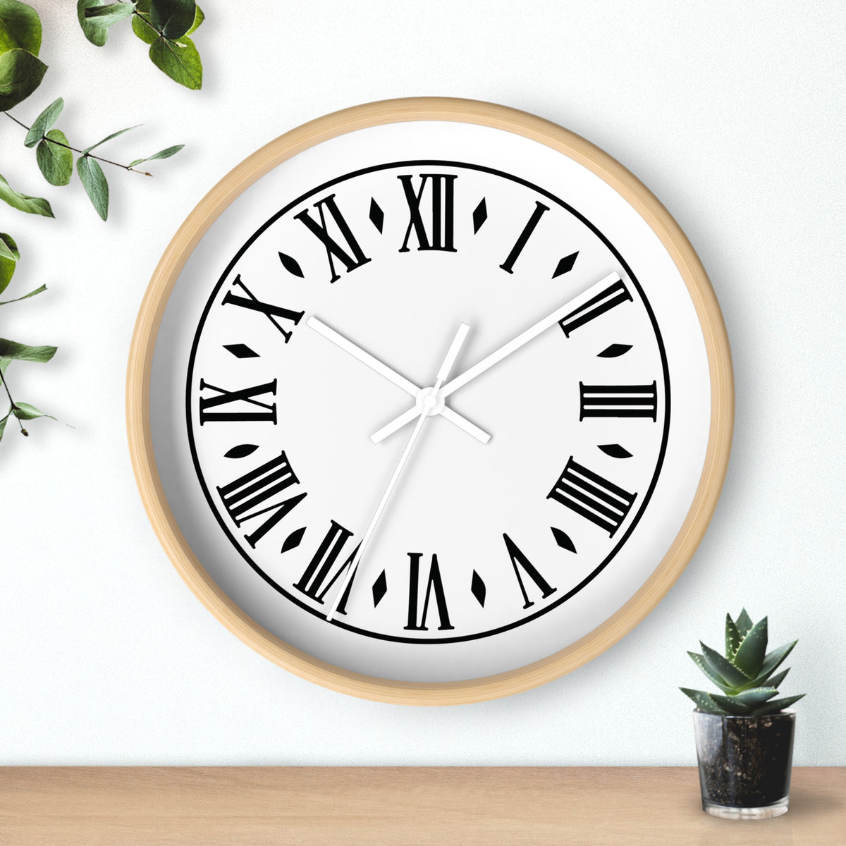 Roman Numeral Vintage Clock Wall Clock | Black Frame, White Face