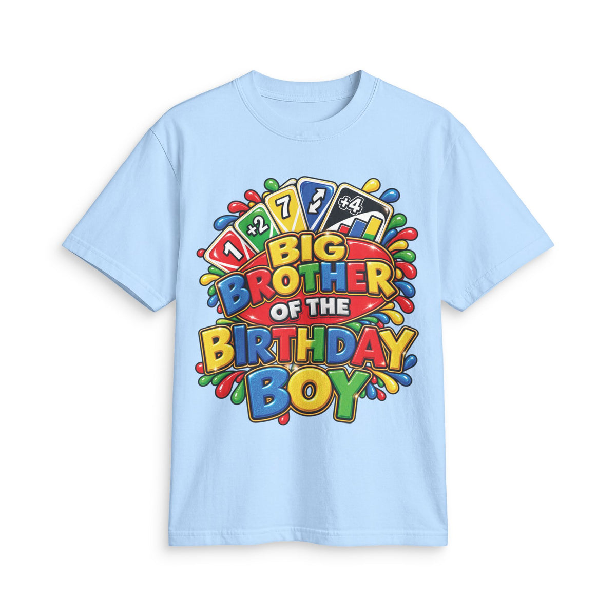 Big Brother of the Birthday Boy T-Shirt | Colorful Game Card Party Design