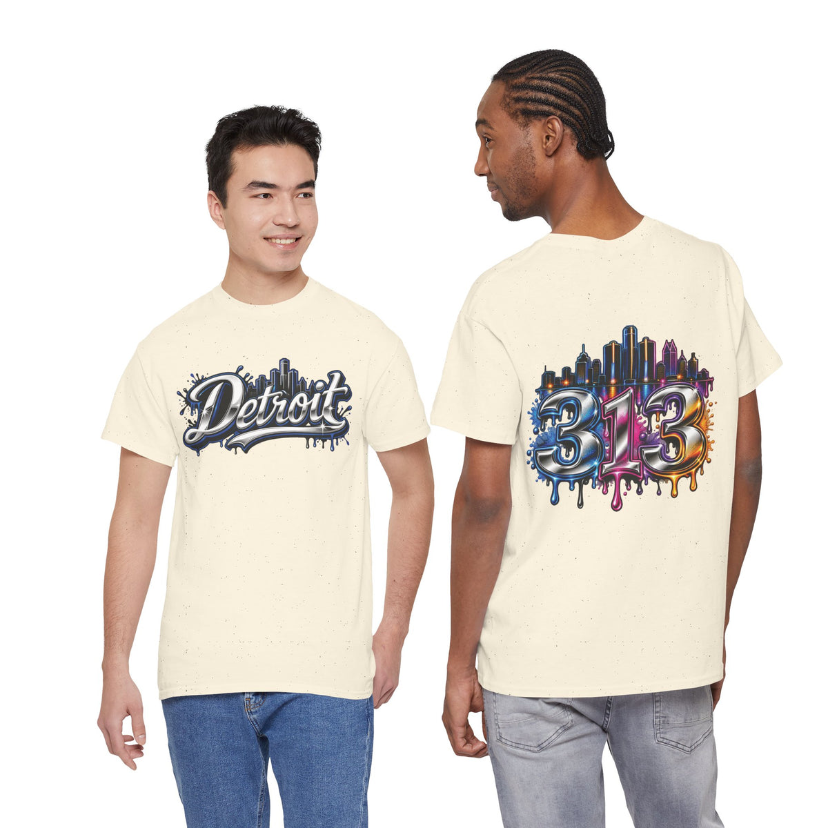 Detroit Script Tee | 313 Drip Skyline T-Shirt