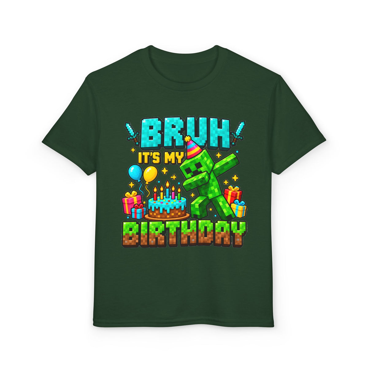 Bruh It’s My Birthday Youth T-Shirt – Pixel Gaming Birthday Shirt