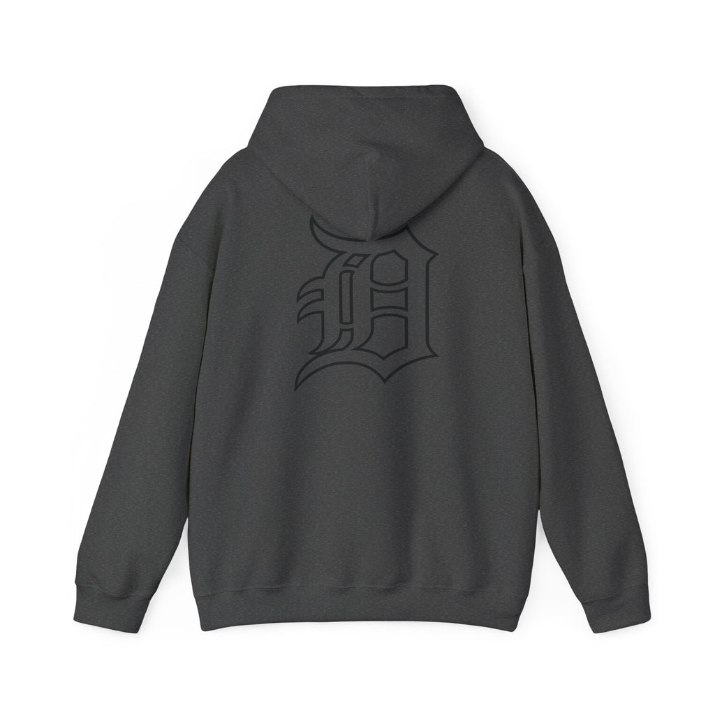 Detroit Basketball Graphic Hoodie | Vintage City Sports Logo, Front Collage Art
