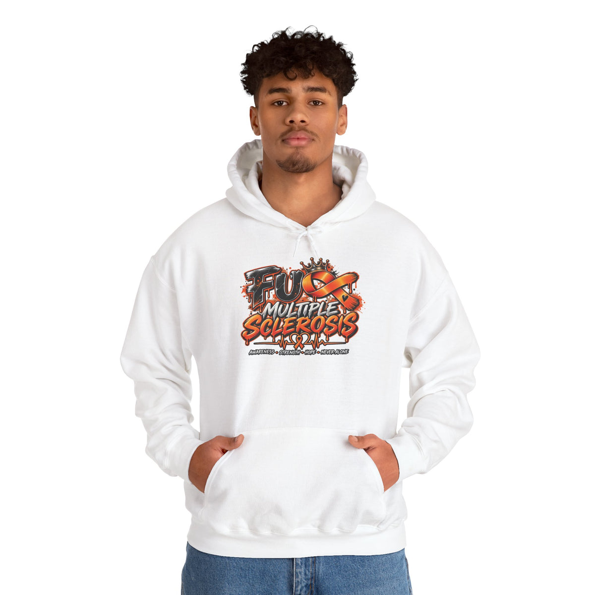 Multiple Sclerosis Awareness Hoodie | Orange Ribbon Warrior Graphic