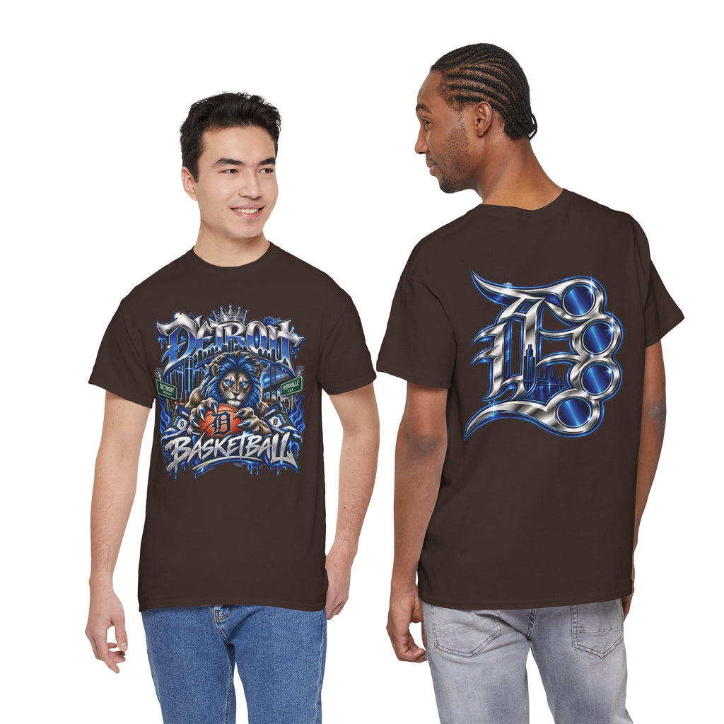 Detroit Basketball Lion Graphic Tee | City Streetball Detroit D Logo