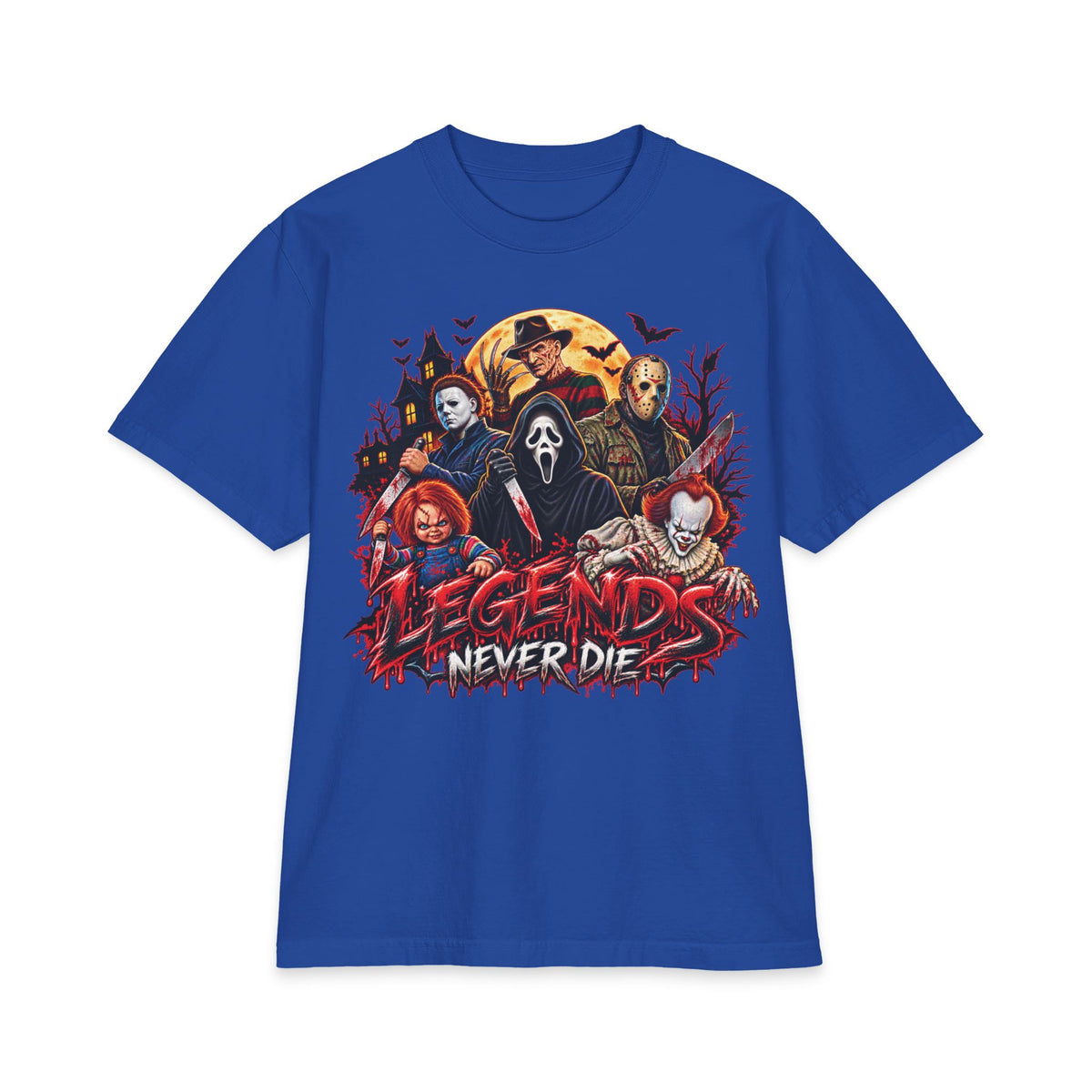 Horror Movie Icons Legends Never Die T-Shirt | Slasher Mask Collage