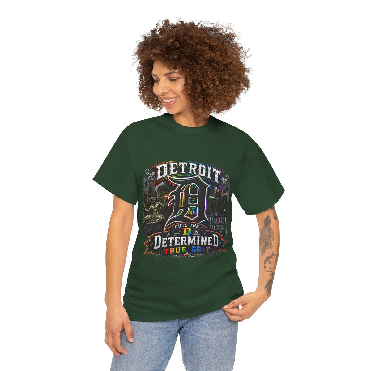 Detroit D Skyline Determined True Grit T-Shirt | City Pride Tee