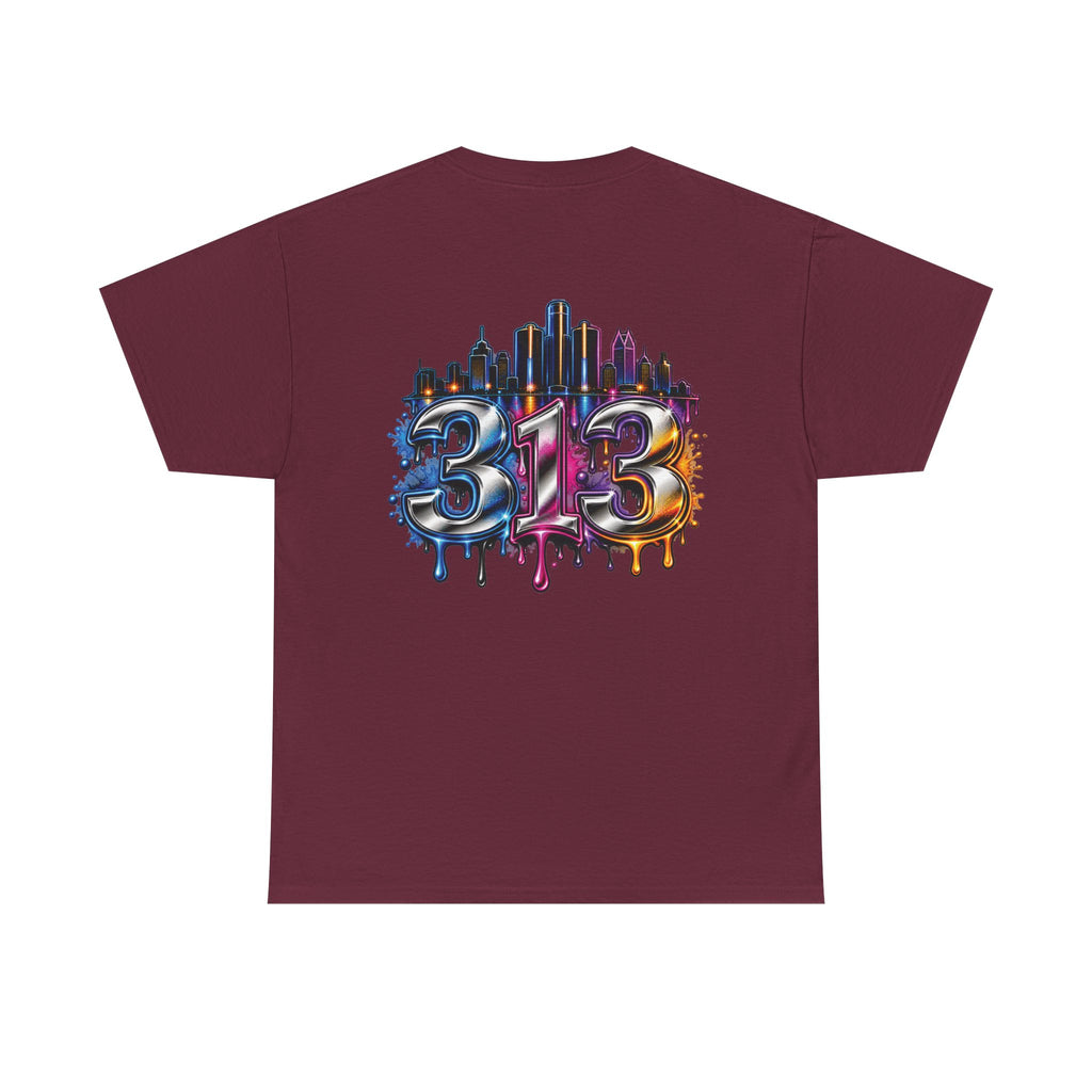 Detroit Script Tee | 313 Drip Skyline T-Shirt