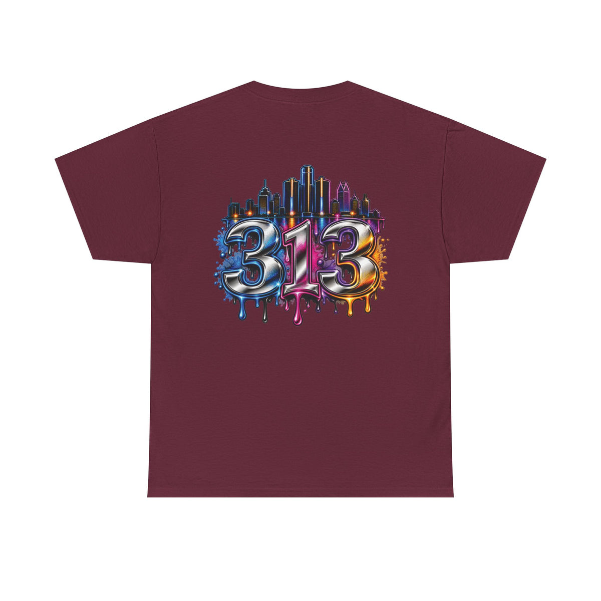 Detroit Script Tee | 313 Drip Skyline T-Shirt
