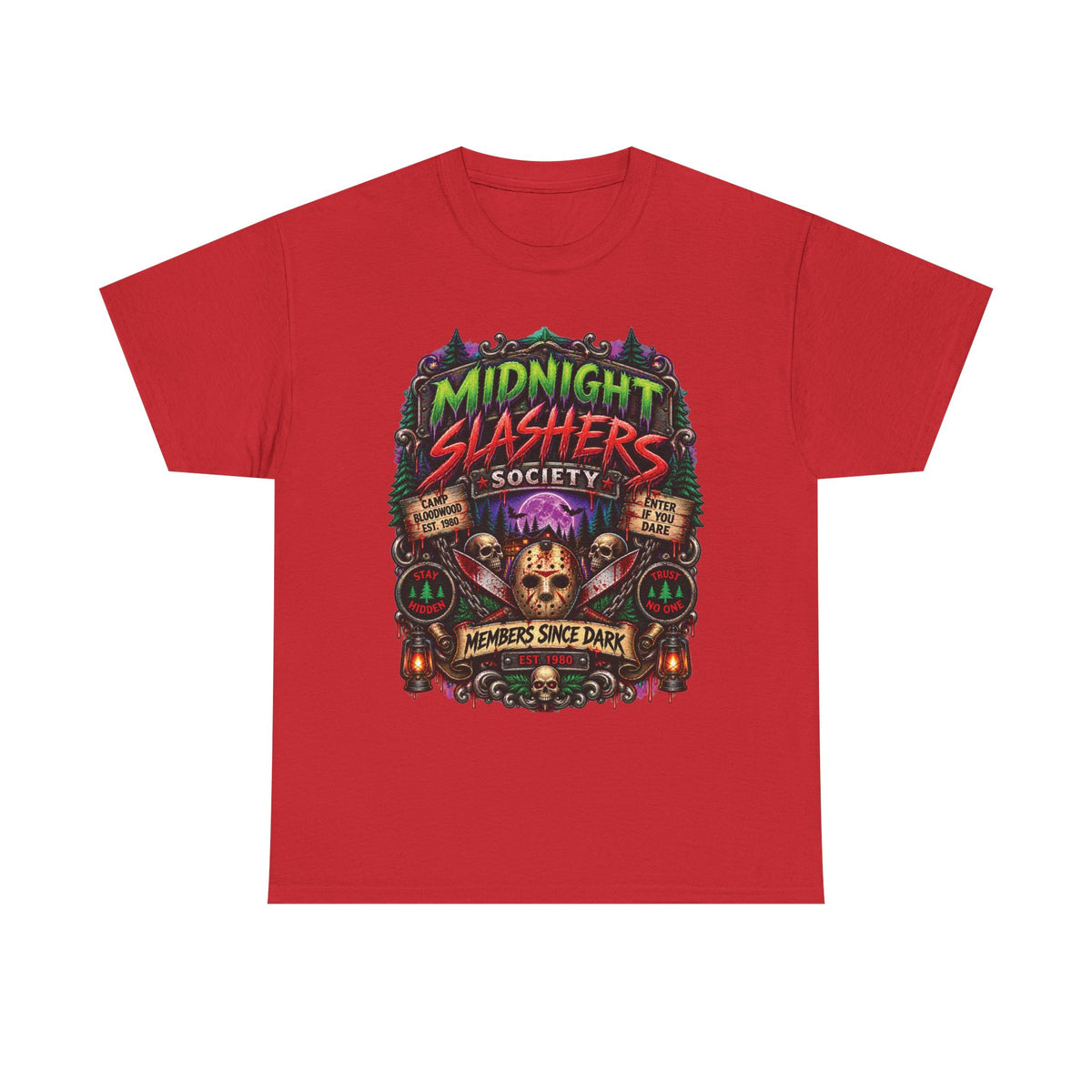 Midnight Slashers Society Skull Tee | Horror Club Graphic T-Shirt