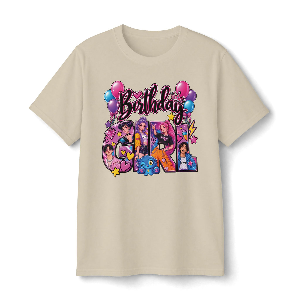 Kpop Hunter Demon Birthday Girl tee | Kids birthday shirt, balloons, cartoon letters