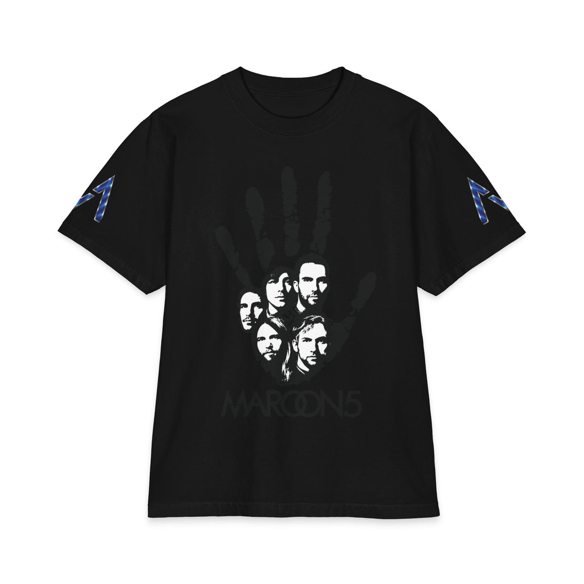 Handprint Maroon 5 Band Portrait T-Shirt | Rock Band Logo Tee