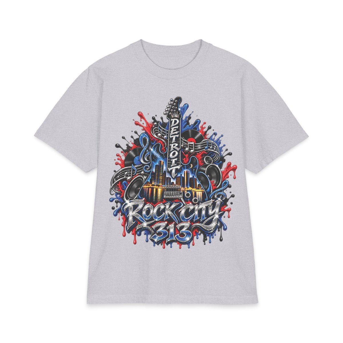 Detroit Rock City guitar truck graphic T-Shirt | 313 motor city music design