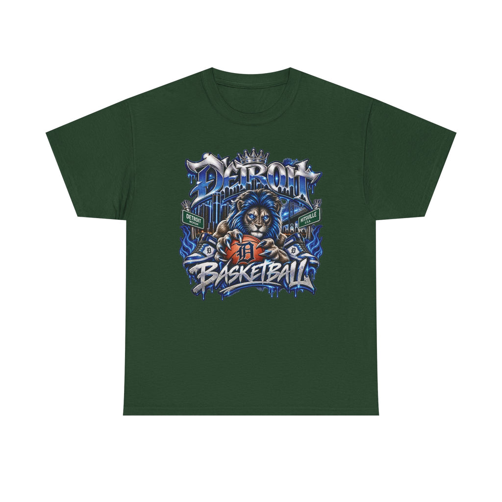 Detroit Basketball Lion Graphic Tee | Motor City D Old English Logo