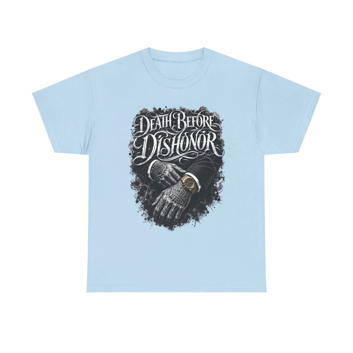 Death Before Dishonor Skull Gloves T-Shirt | Biker Tattoo Style