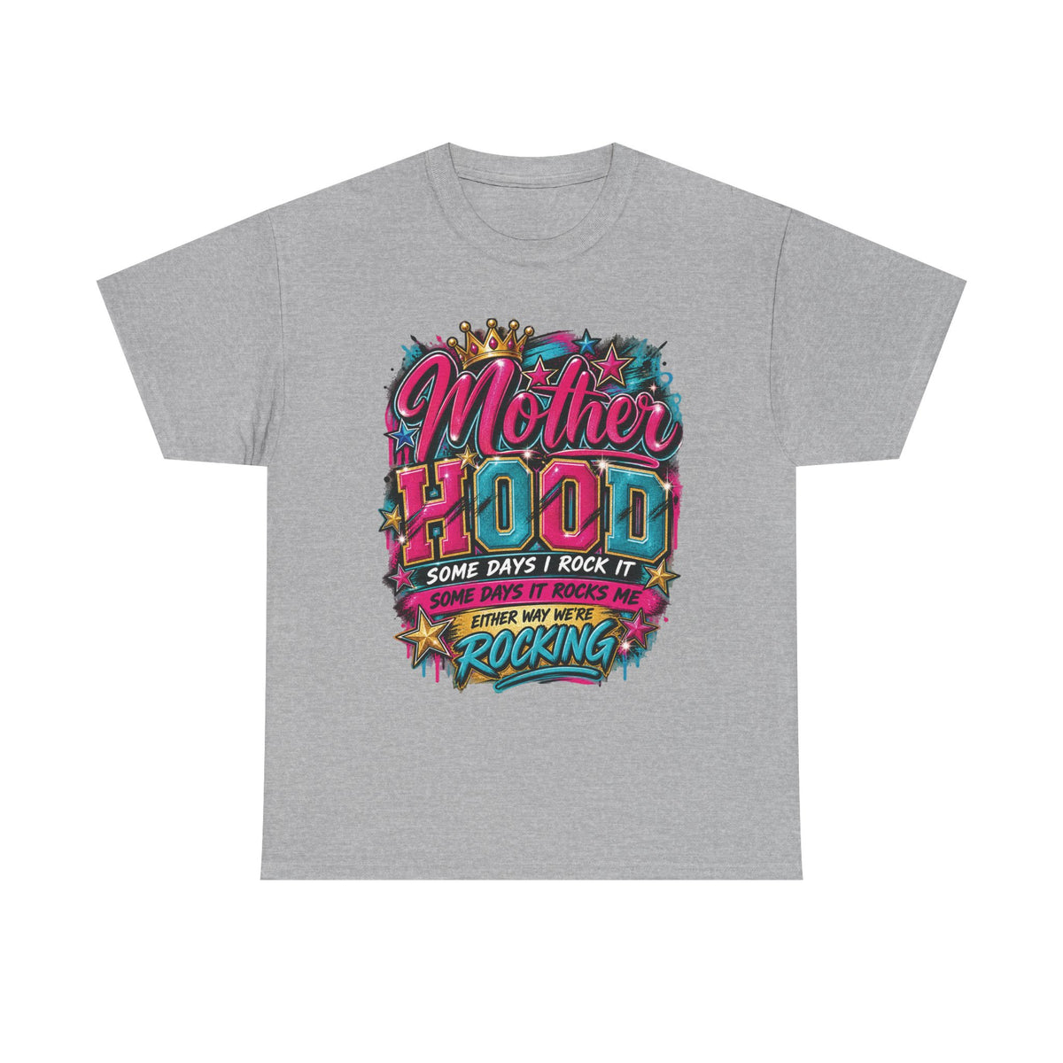 Motherhood Rocking Tee | Colorful Retro Mom Typography Shirt