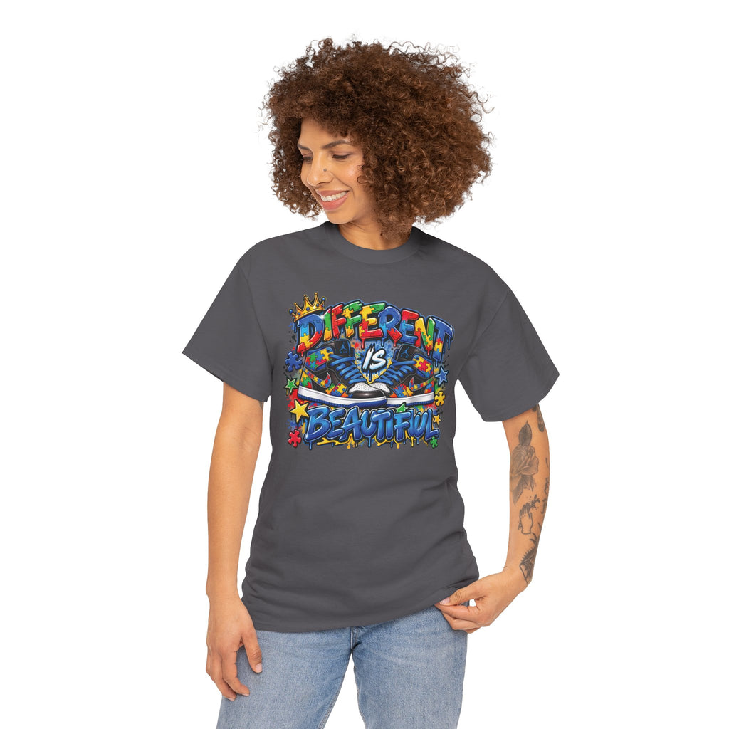 Different Is Beautiful Autism T-Shirt | Colorful Graffiti Typography