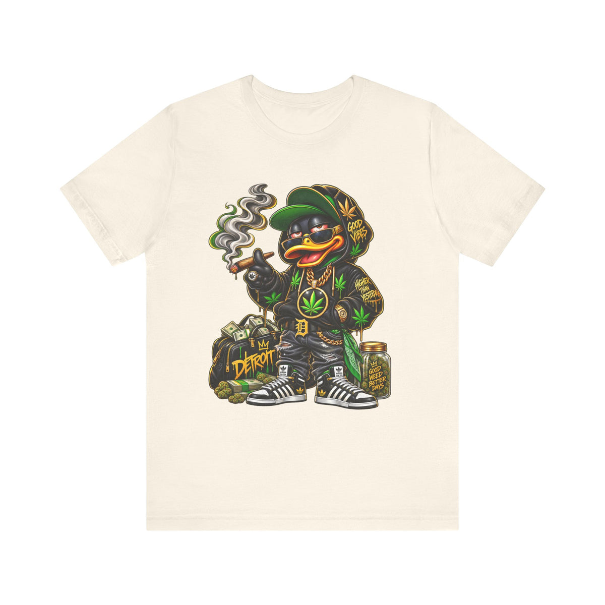 Weed Duck Smoking Graphic T-Shirt | Urban Streetwear Cannabis Art