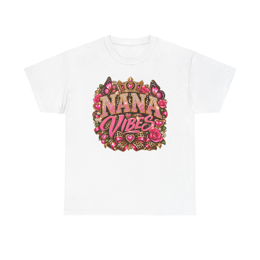 Nana Vibes T-Shirt | Floral Pink Heart Graphic Tee