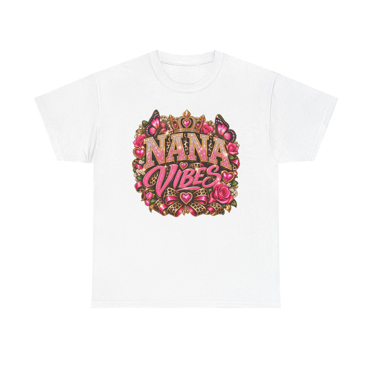 Nana Vibes T-Shirt | Floral Pink Heart Graphic Tee