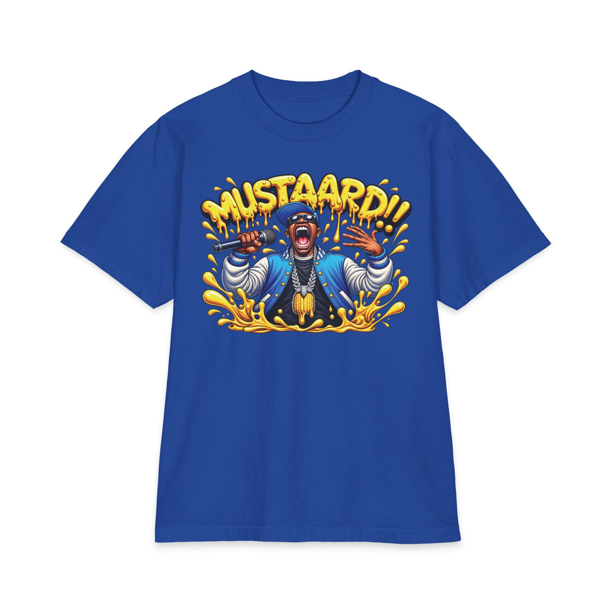 Mustaard!! mascot graphic T-Shirt | cartoon chef, mustard splash