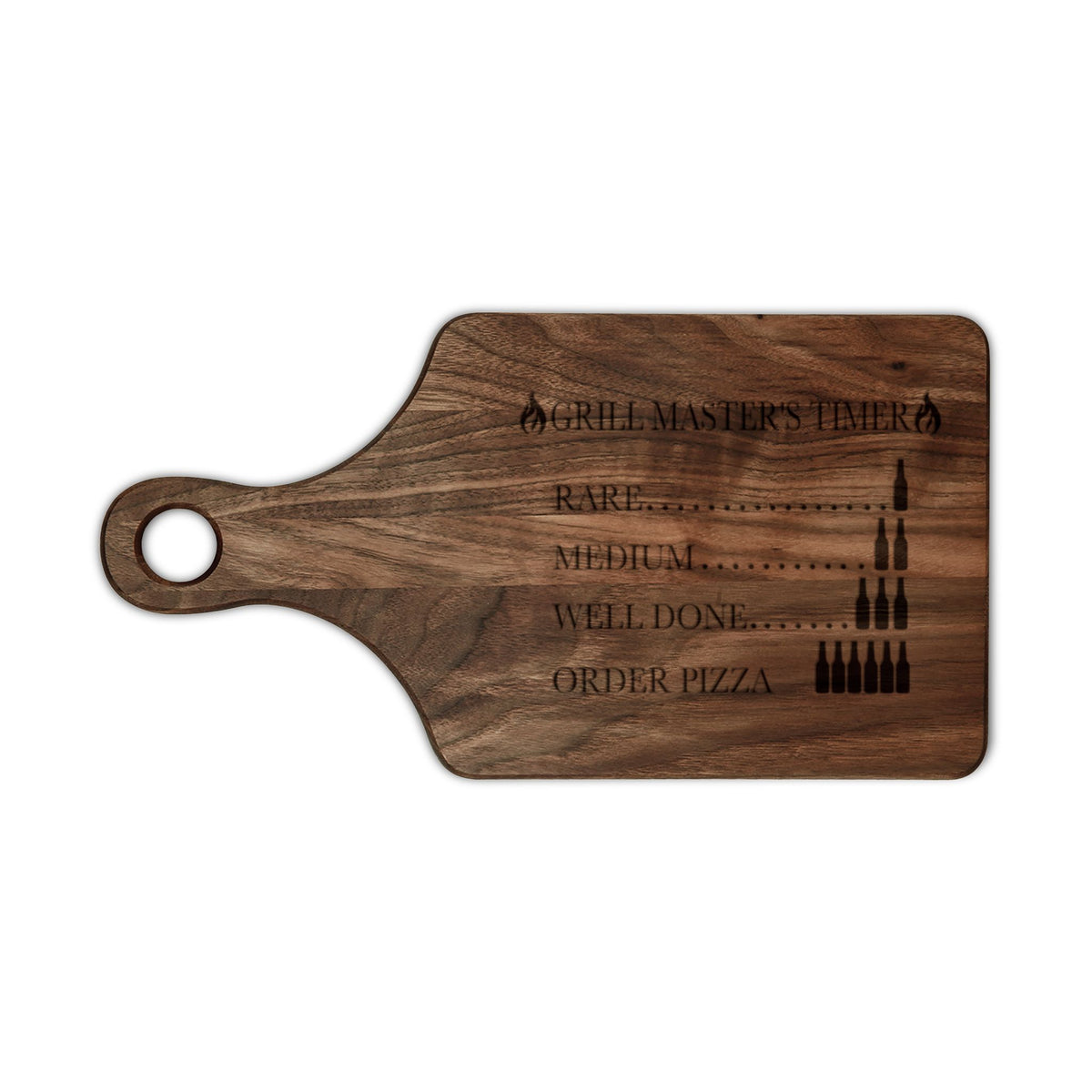 Grill Master Timer Wooden Cutting Board | Engraved Steak Doneness Guide