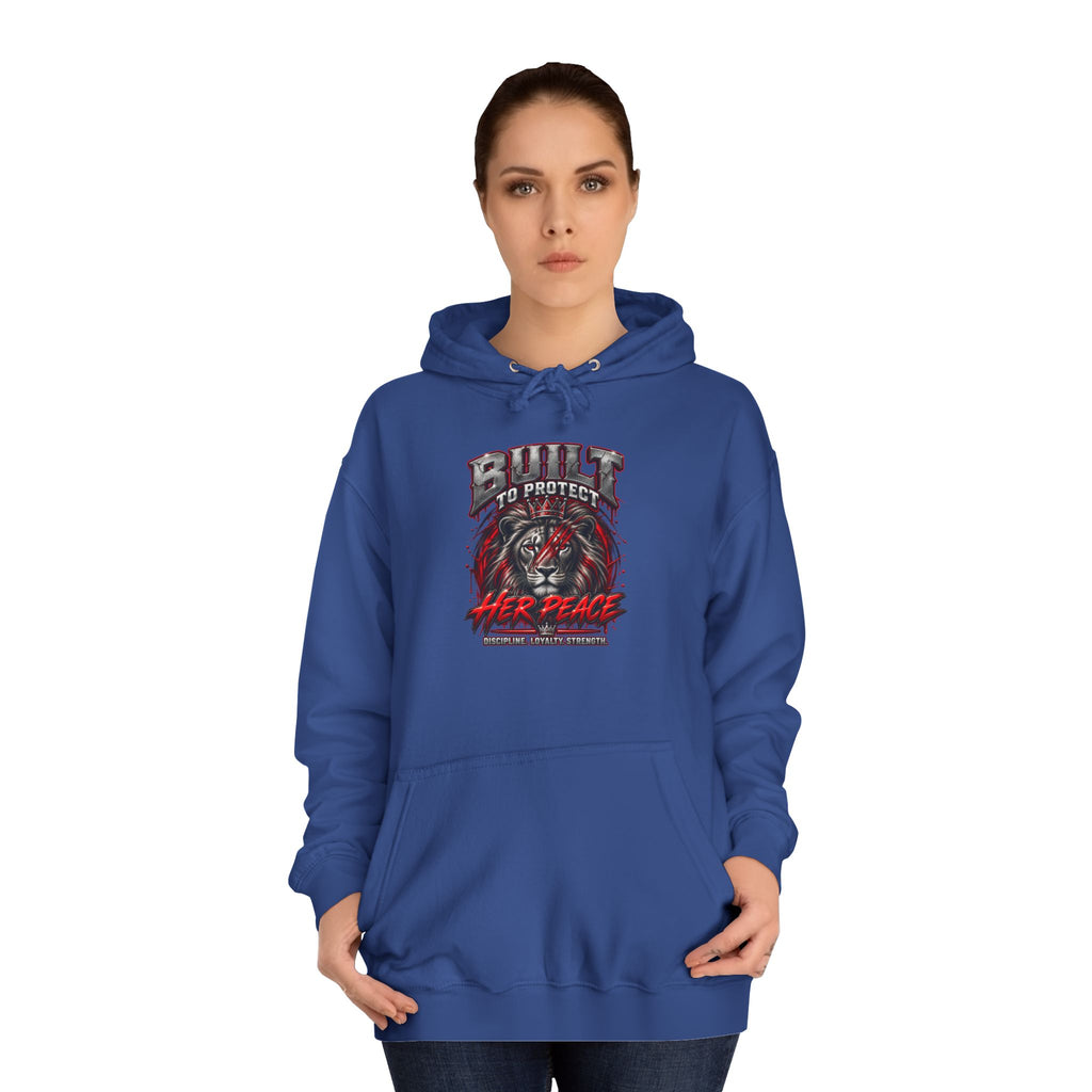 Built to Protect her Peace Couples College Hoodie
