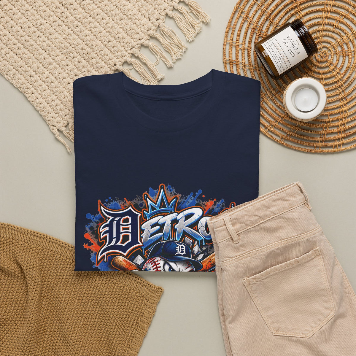 Detroit Batter Up T-Shirt | Baseball City Skyline Tee