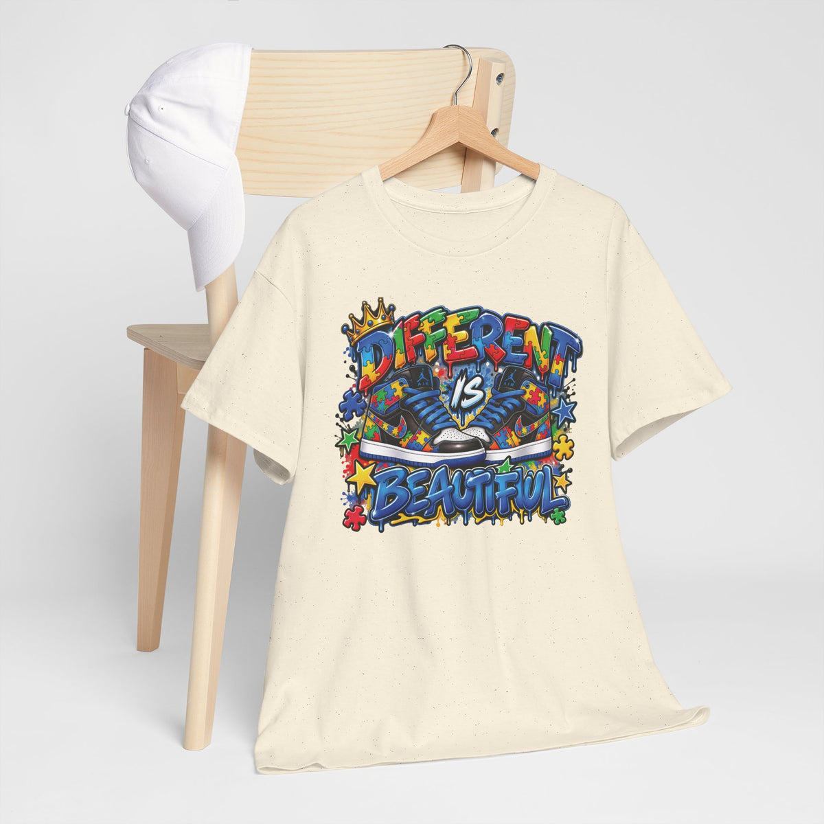 Different Is Beautiful Autism T-Shirt | Colorful Graffiti Typography