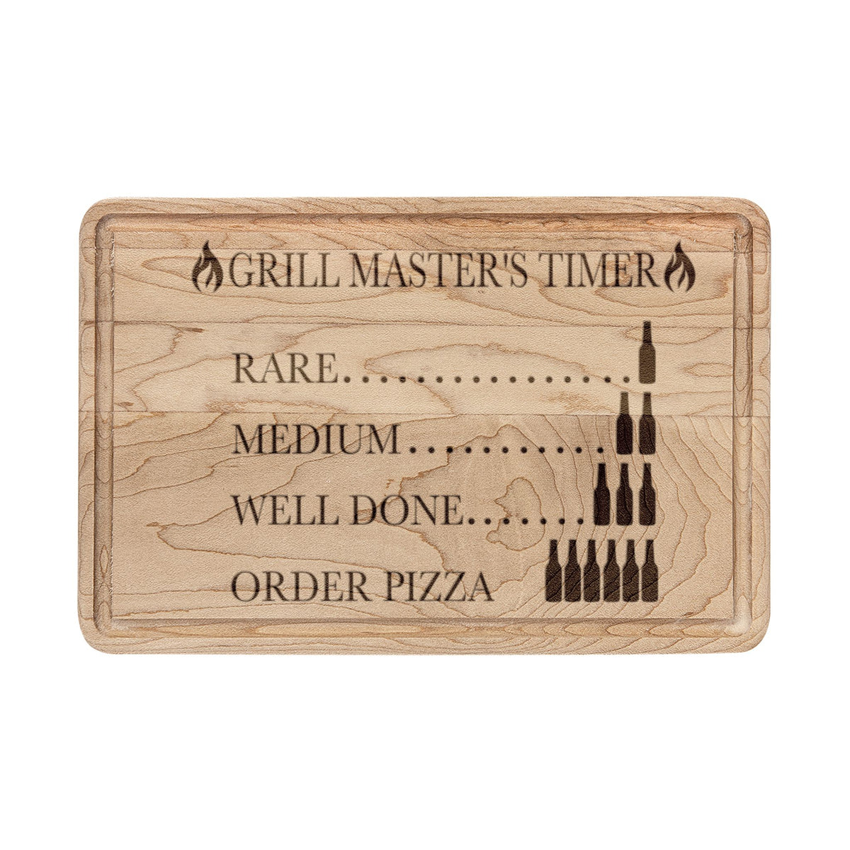 Grill Master Timer Wooden Cutting Board | Engraved Steak Doneness Guide