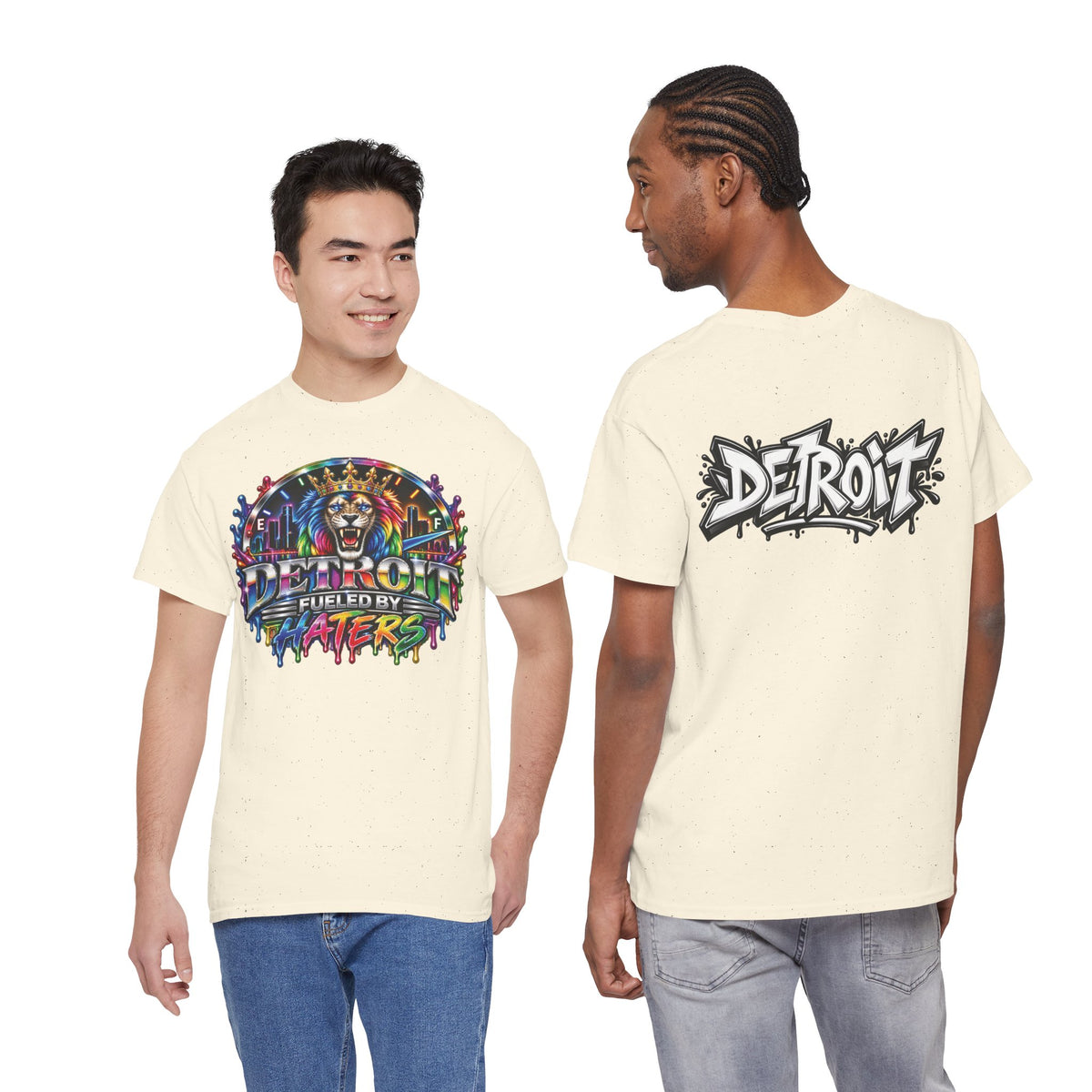 Detroit Lion Graffiti tee | Colorful Drip Lion Detroit Tee