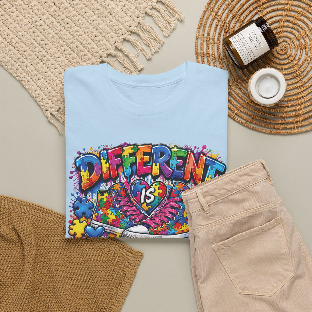 Different Is Beautiful T-Shirt | Colorful Rainbow Heart Typography
