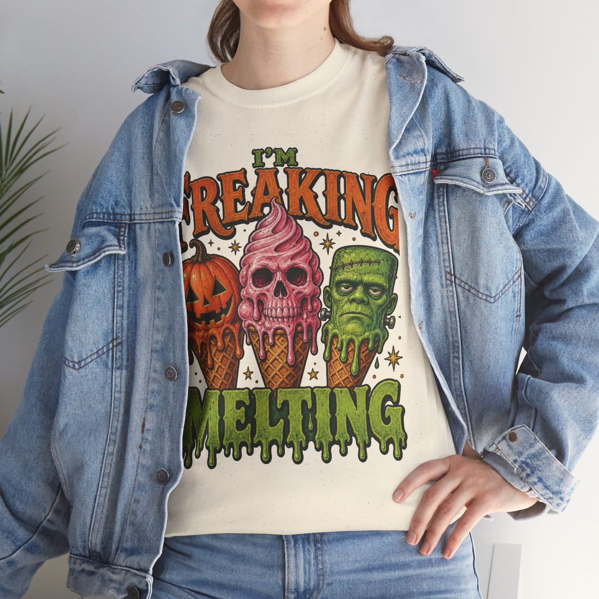 I'm Freaking Melting Halloween Tee | Melting Pumpkin Skull Frankenstein Ice Cream