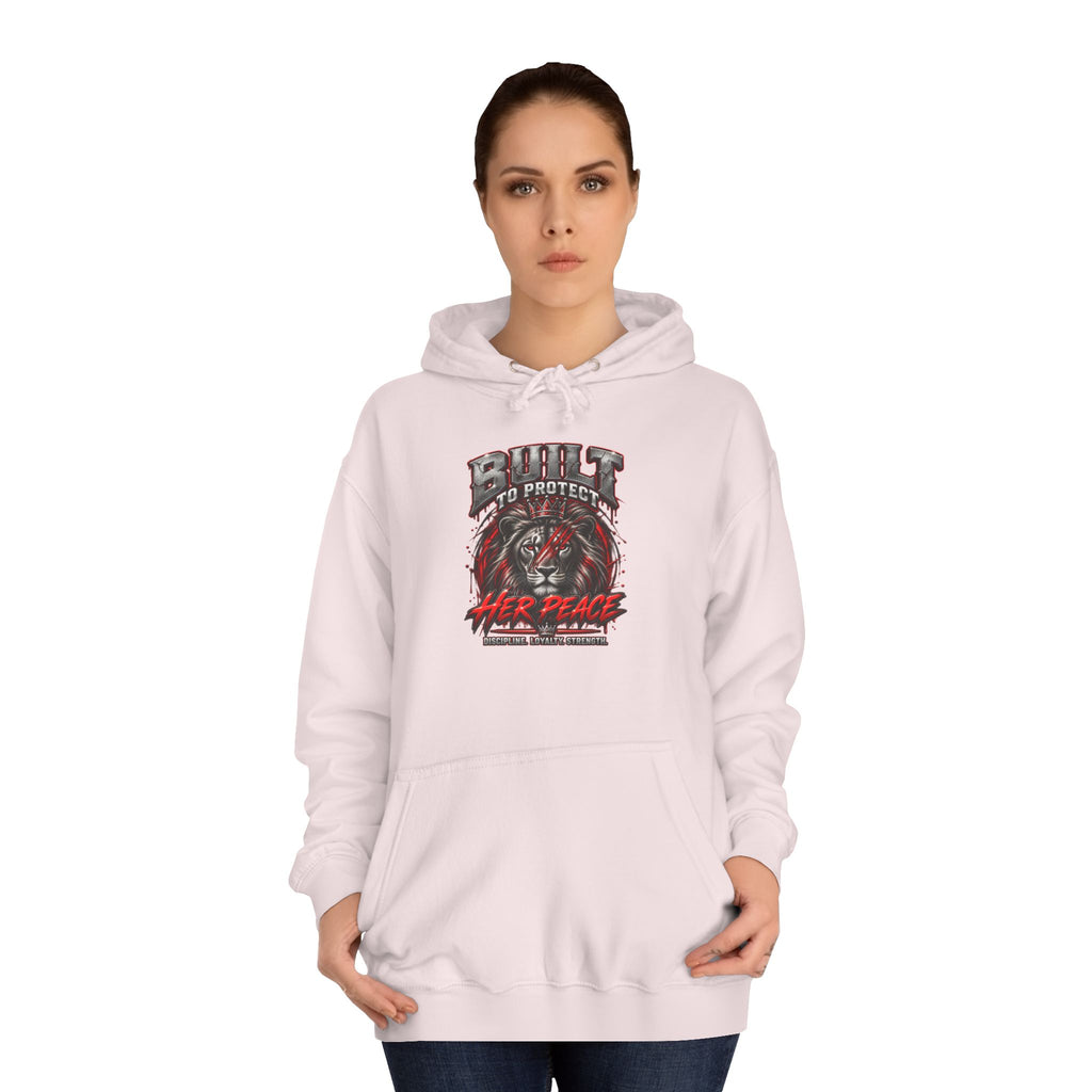Built to Protect her Peace Couples College Hoodie