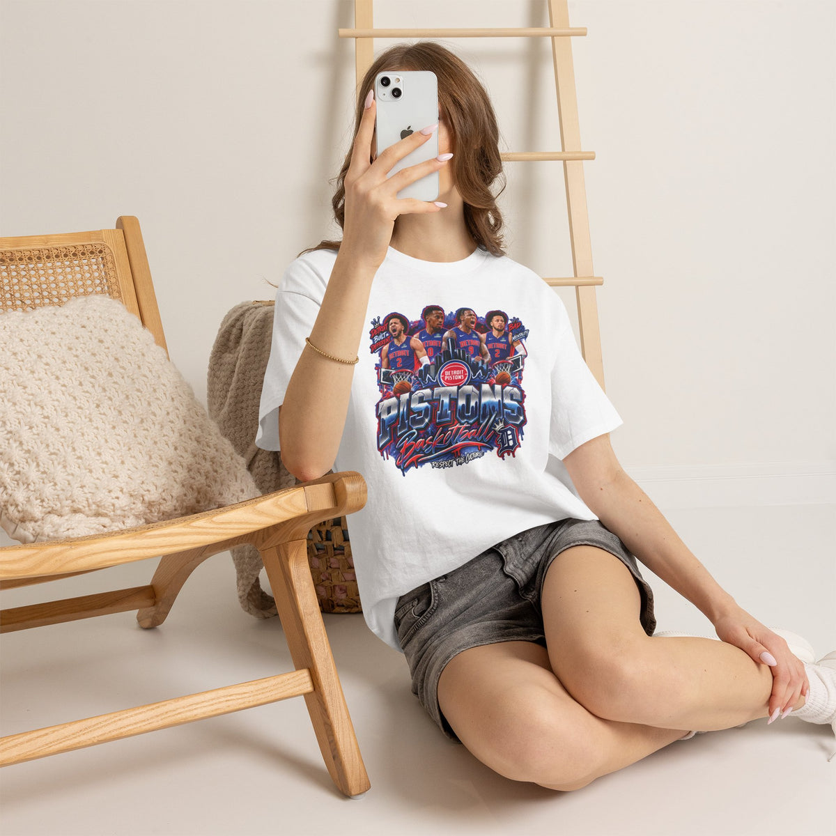 Detroit Pistons Basketball Players Tee | NBA Retro Team Graphic