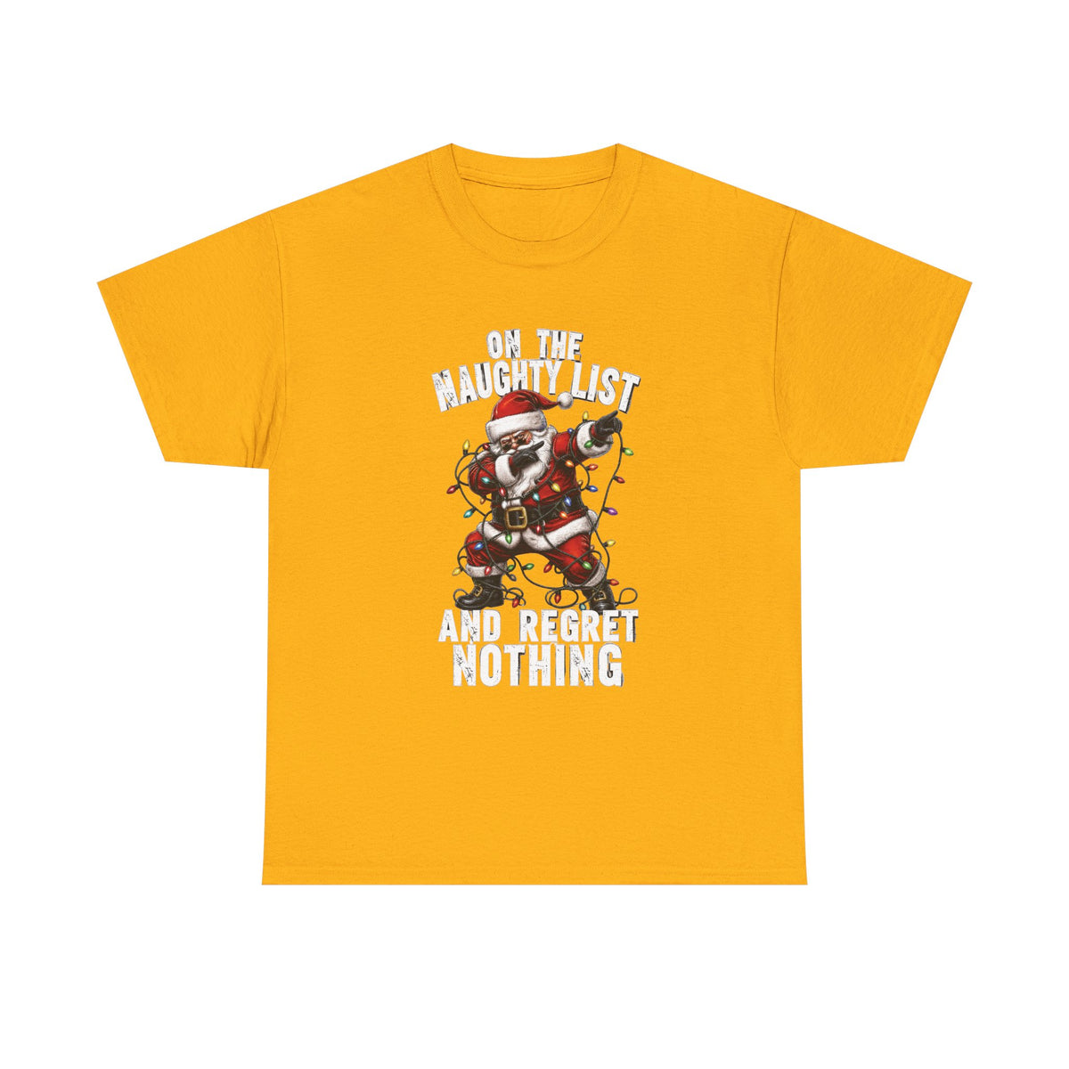 Santa Skeleton 'On the Naughty List and Regret Nothing' Tee | Christmas Punk Shirt