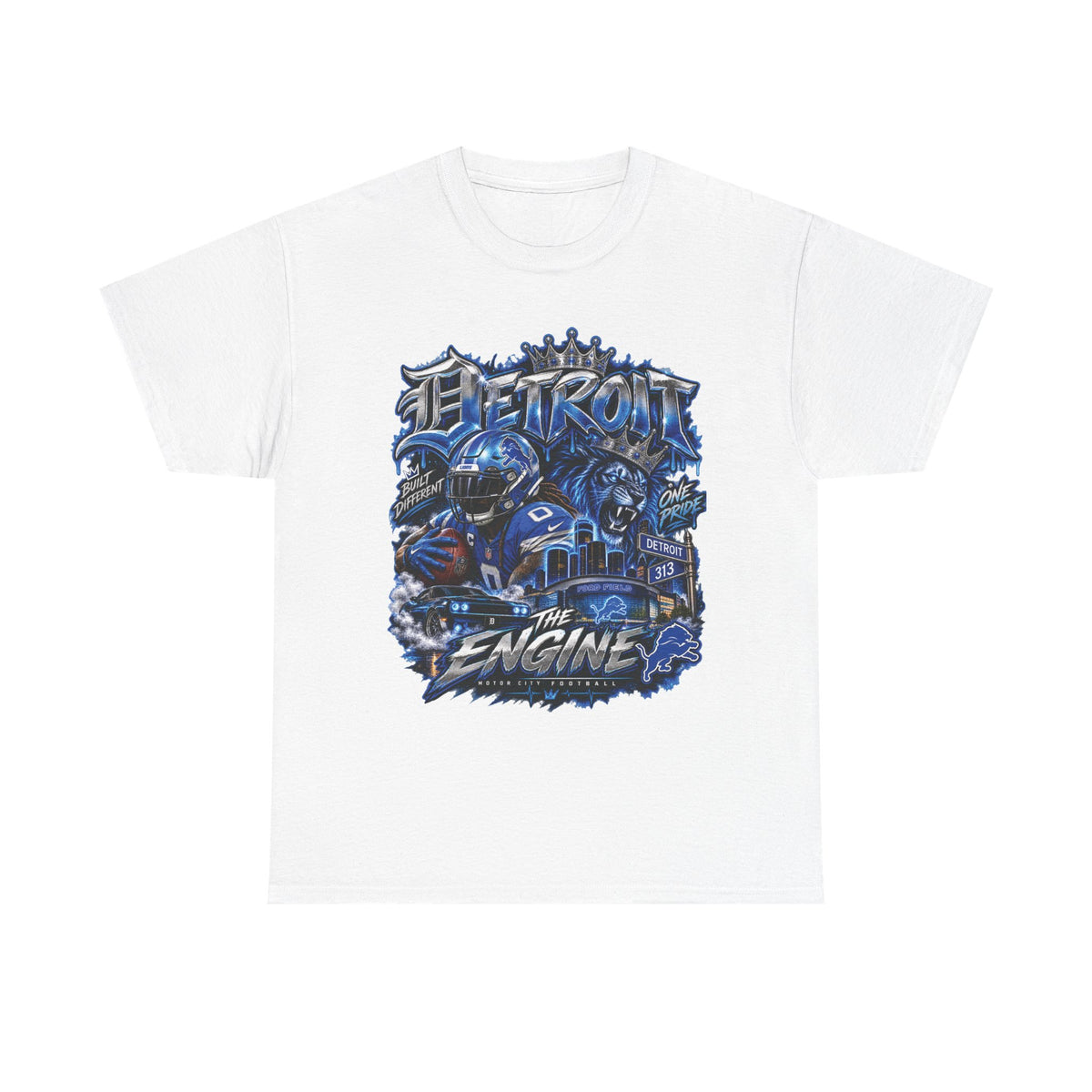Detroit The Engine T-Shirt | Motor City Blue Graphic Tee