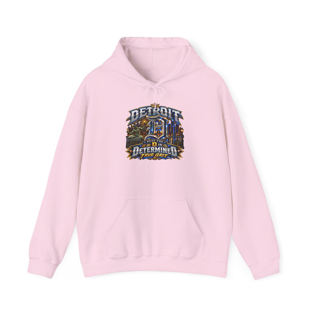 Detroit skyline determined slogan Hoodie | Motor City vintage style