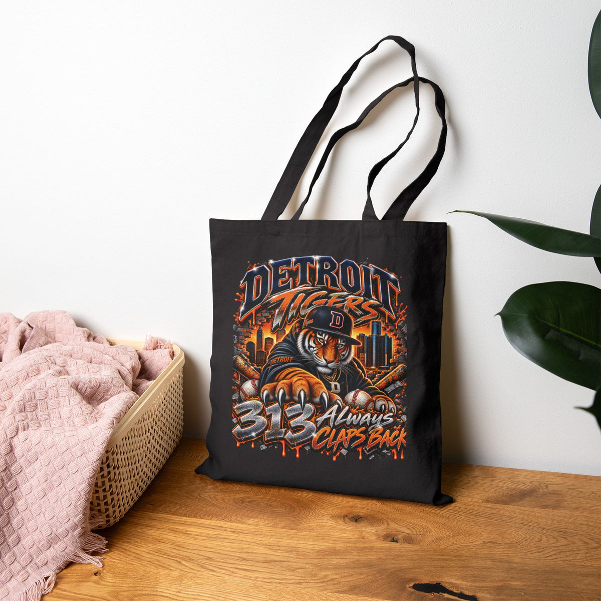 Detroit Tigers Graphic Tote Bag | Baseball Logo, Urban Vintage Illustration