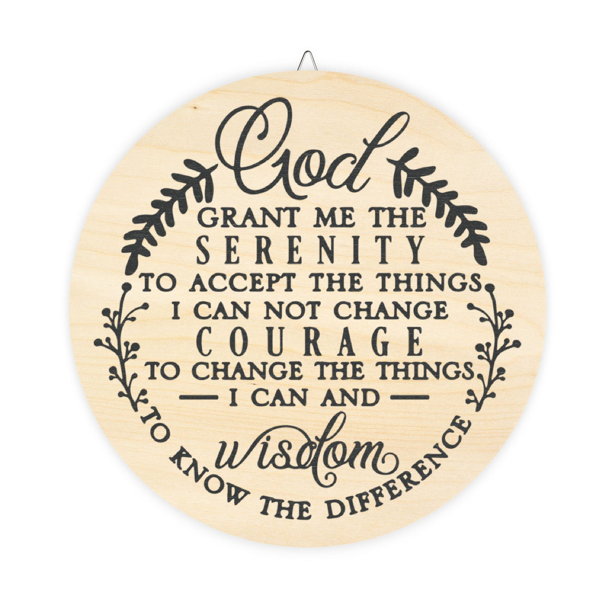 Serenity Prayer Round Wood Sign | Spiritual Wall Decor